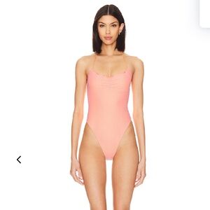 Lovers and Friends Lovely Day One Piece Orange & Pink Swimsuit Size XS RRP $148